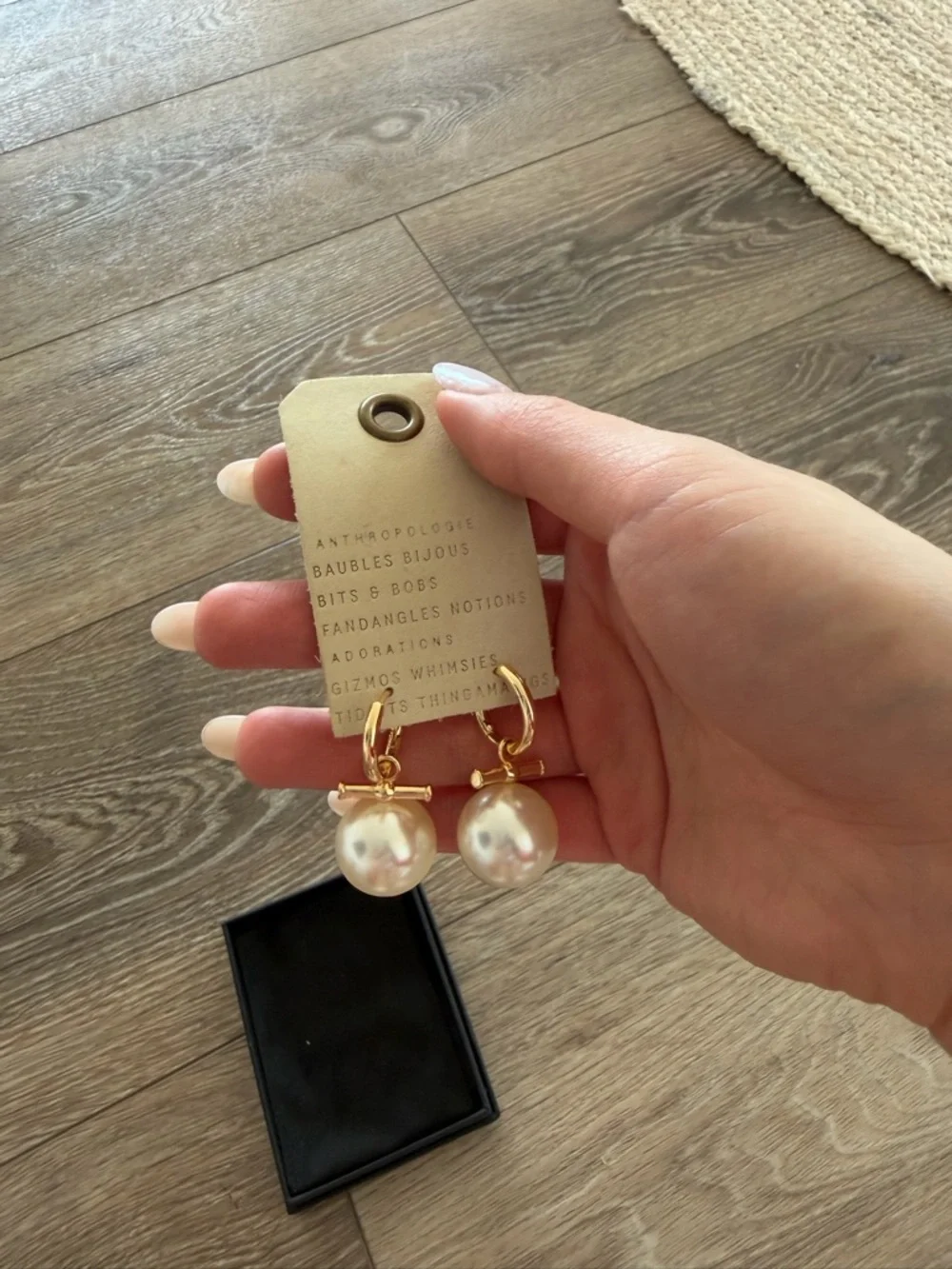 Anthropologie Pearl Drop Earrings 14k Gold Plated - Picture 2 of 4